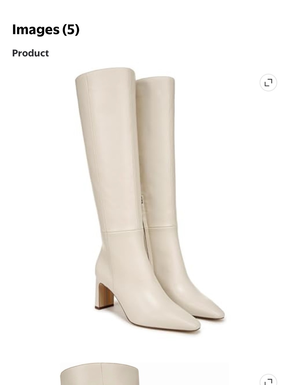 Sam Edelman Knee-High Pointed Toe Block Heel Boots in Cream